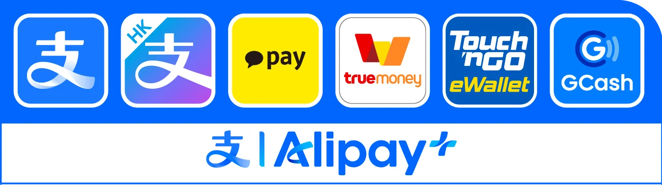 Alipay+ 対応ウォレット:Alipay、AlipayHK、Kakao Pay、TrueMoney、Touch 'n Go eWallet、GCash